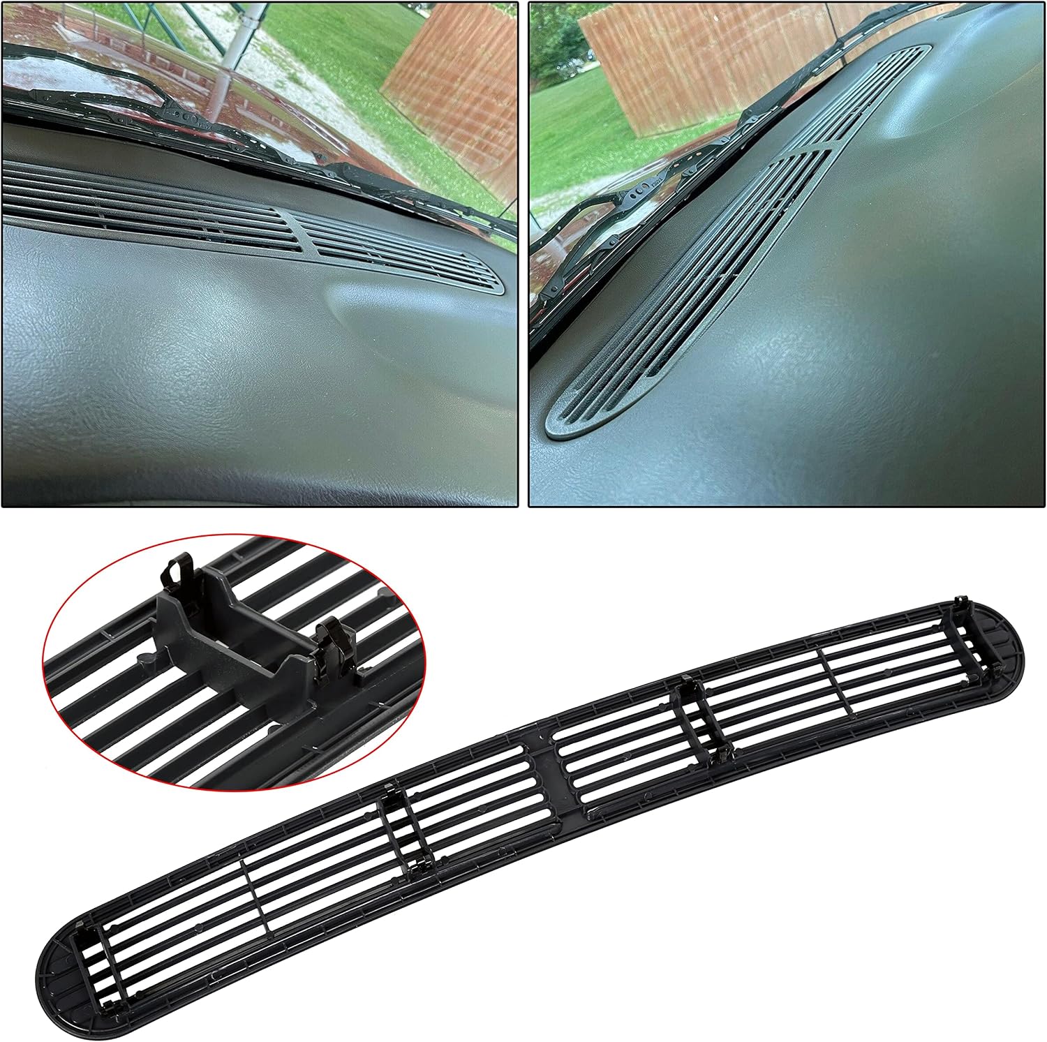 ECOTRIC Graphite Dash Defrost Vent Cover Grill Grille Panel Compatible with 1998-2005 Chevrolet GMC Oldsmobile Chevy S-10 S10 SUV Pickup Truck Replacement for 15046436 15046432