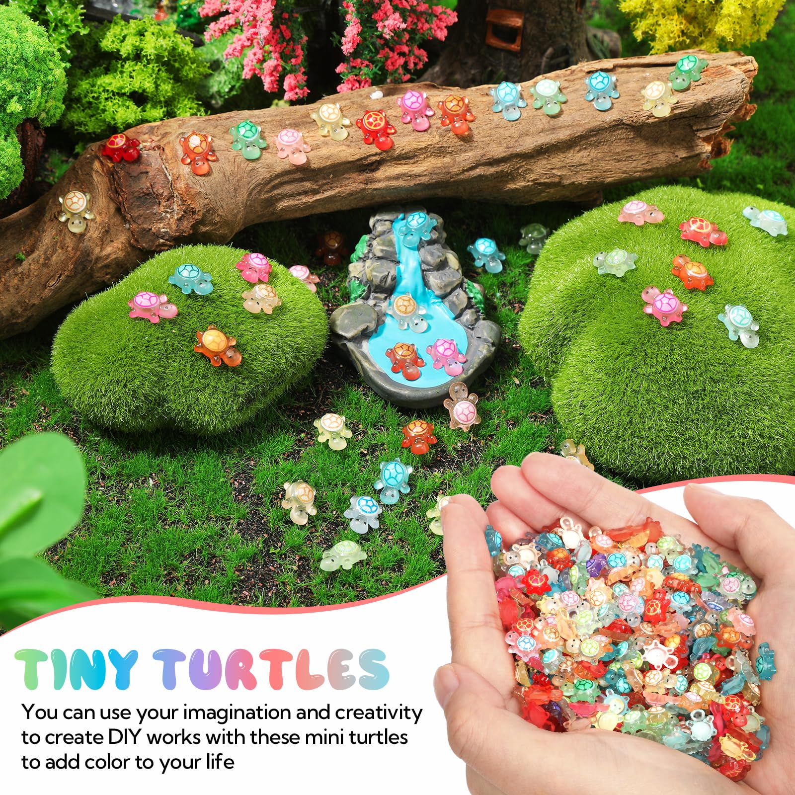 500 Pcs Glow-in-the-Dark Mini Resin Turtles – Tiny Craft Animals For Fairy Gardens, Dollhouses & DIY - View #12