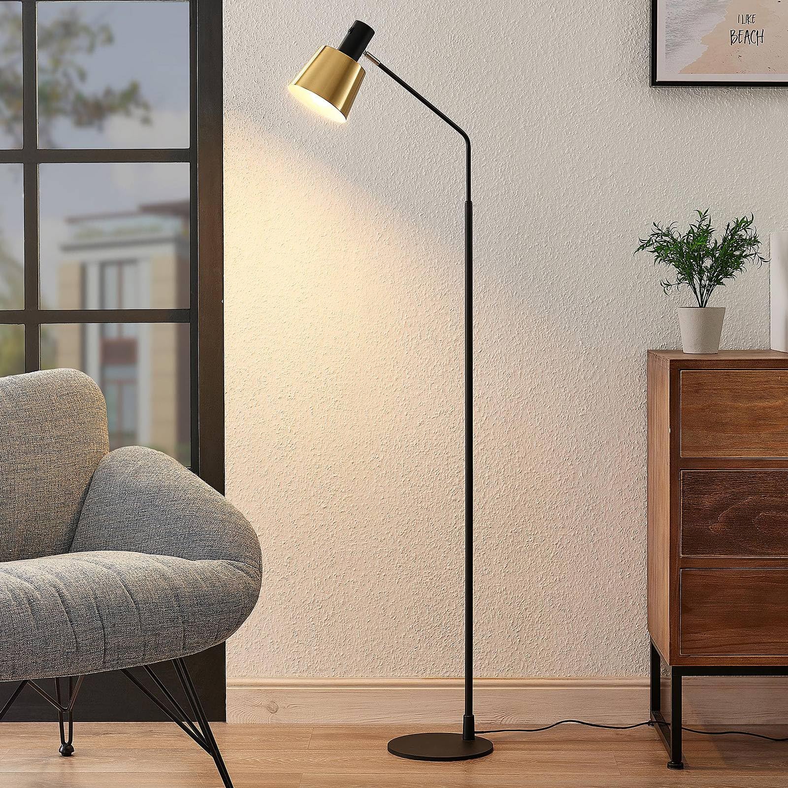 Lindby Stehlampe Vlada (Skandinavisch) in Schwarz aus Metall (1 flammig, E27) - Stehleuchte Standleuchte Floor Lamp Wohnzimmerlampe Wohnzimmerleuchte