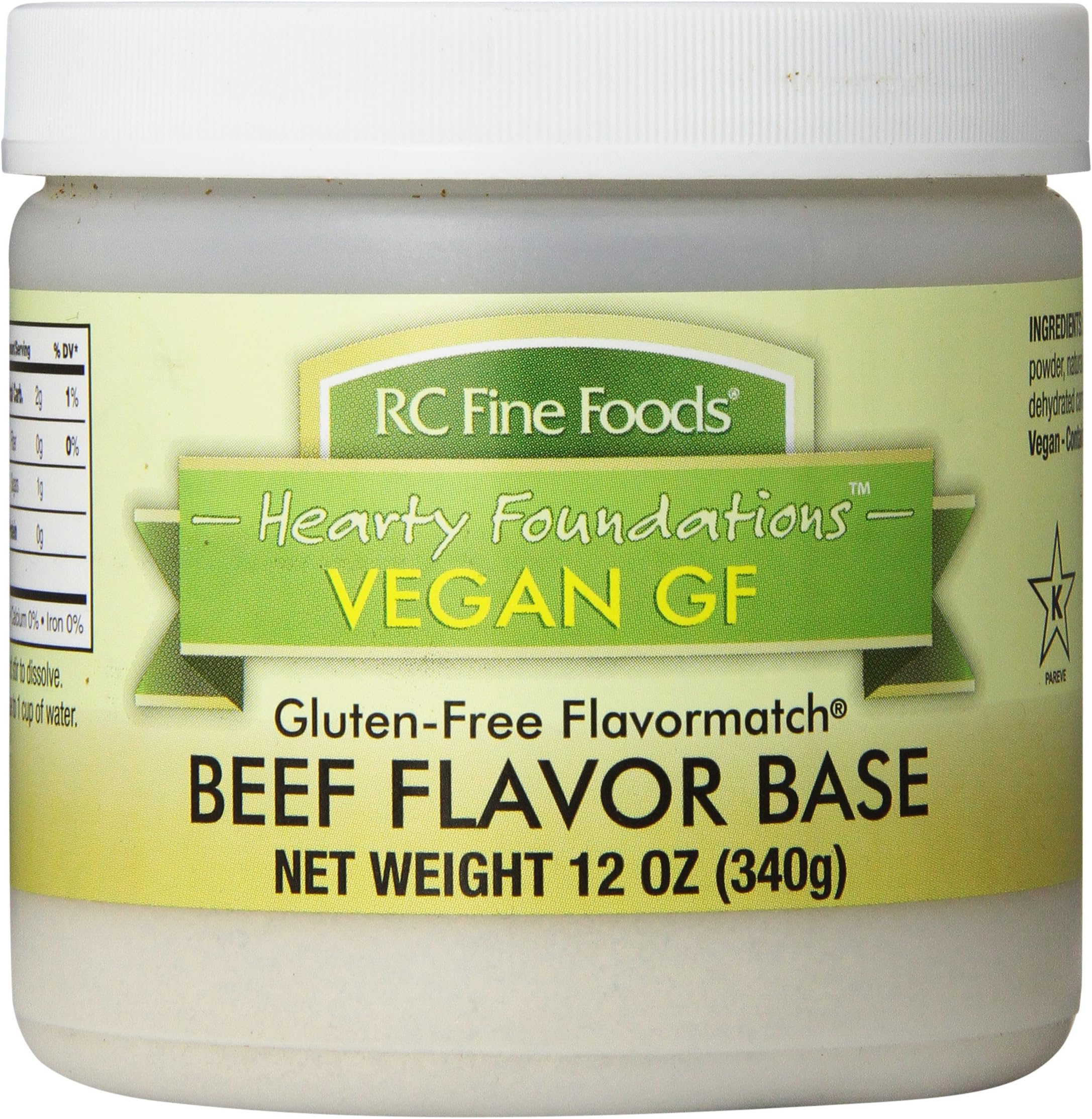 RC Fine Foods Hearty Foundations Vegan Gluten-Free Beef Flavored Base, 12 Ounce
