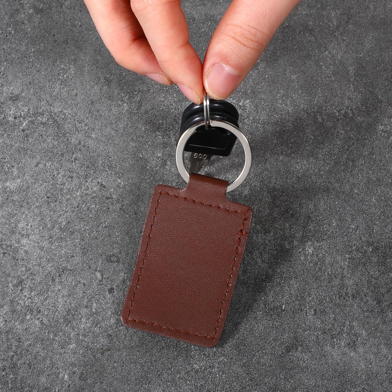 12 Pcs Leather Keychain Blanks, PU Laser Engraving Key Chain With Ring, Key Fob Hardware Kit for Making Stamping Craft - Image 5