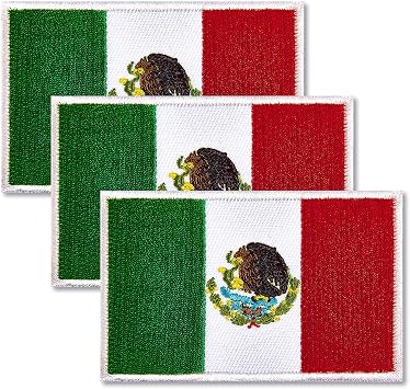 ZXvZYT 3 Pack Mexico Flag مطرزة بقع مكسيكية أعلام شعار عسكري لملابس قبعة حقائب الظهر زينة