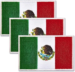 3 Pack Mexico Flag Embroidered Patches Mexican Flags Military Emblem Patch for Clothes Hat Backpacks Decorations
