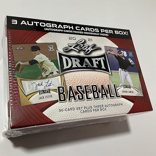 Miniatura 1 de 2021 Leaf Draft Baseball Hobby Blaster Box - Juego de 50 tarjetas más 3 tarjetas de autógrafo por caja