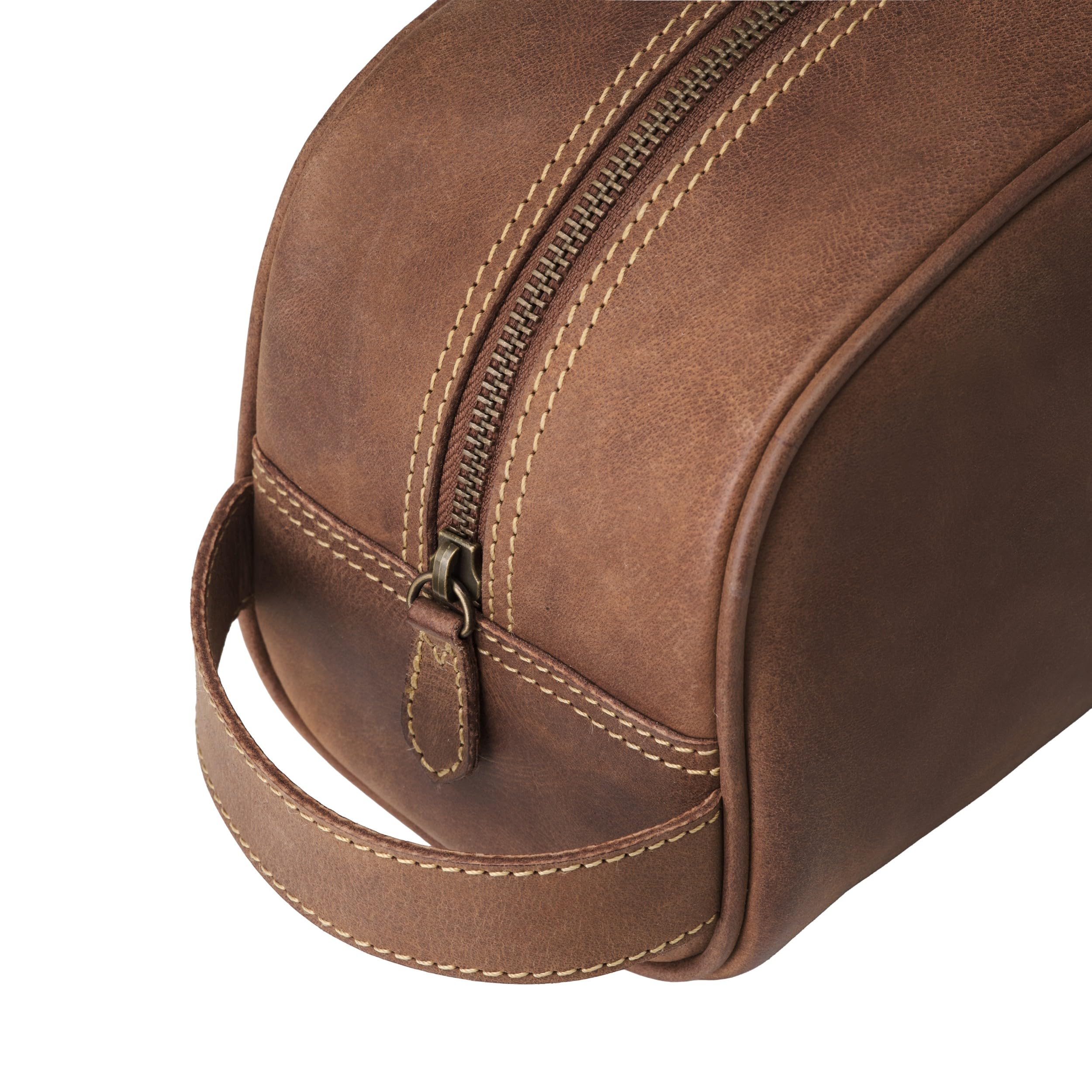 DRAKENSBERG Beauty case in pelle 'Theo' – Elegante borsa da viaggio Necessaire, da uomo, fatto a mano, Premium Vintage, 5 l, Cannella marrone, Beauty case
