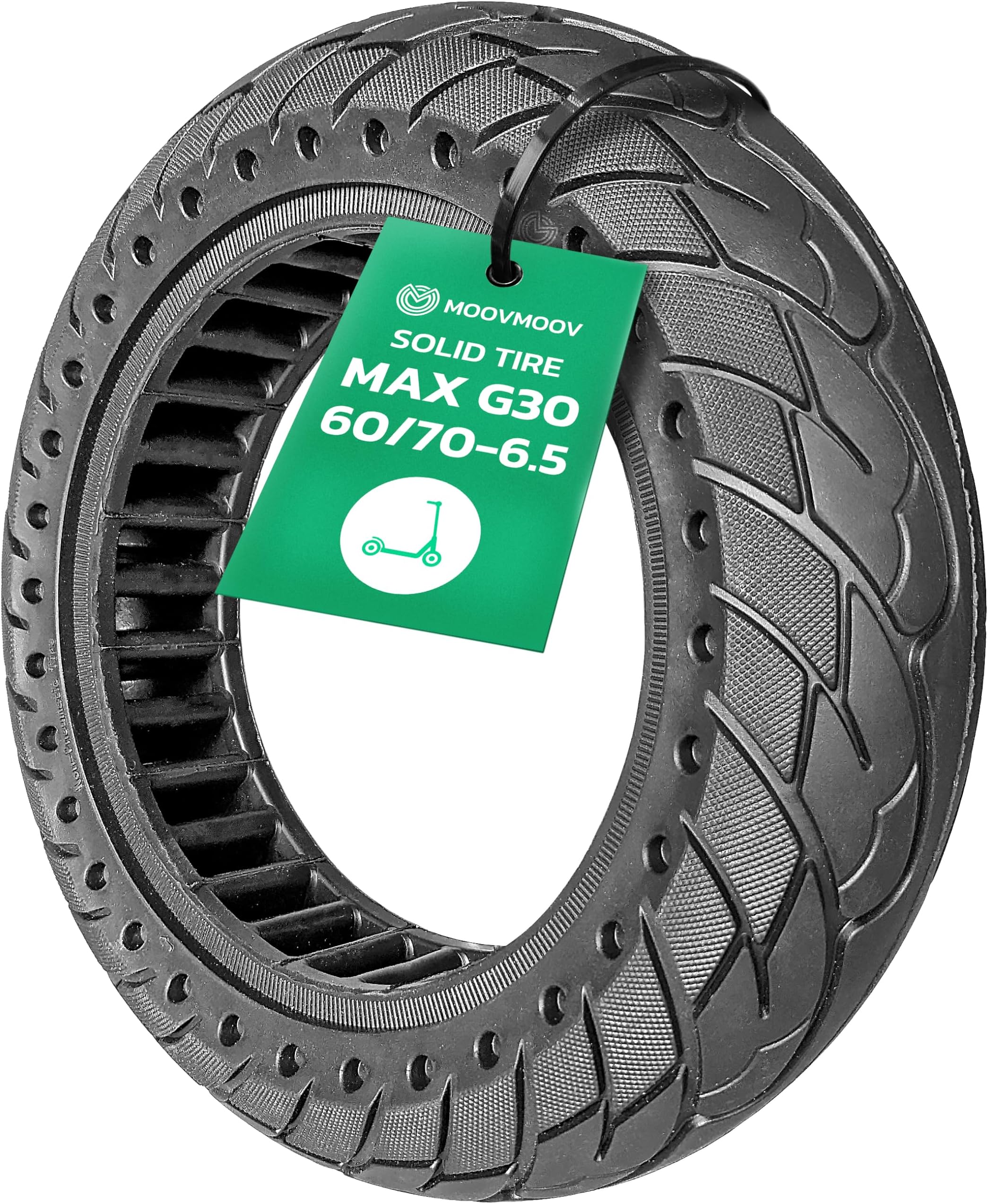 Solid Tire 10x2.5 for Ninebot G30 Max E-Scooter - Replaces Tubeless Tire 60/70-6.5 - Solid 10 inch Anti-Puncture Tire - Video Tutorial Included