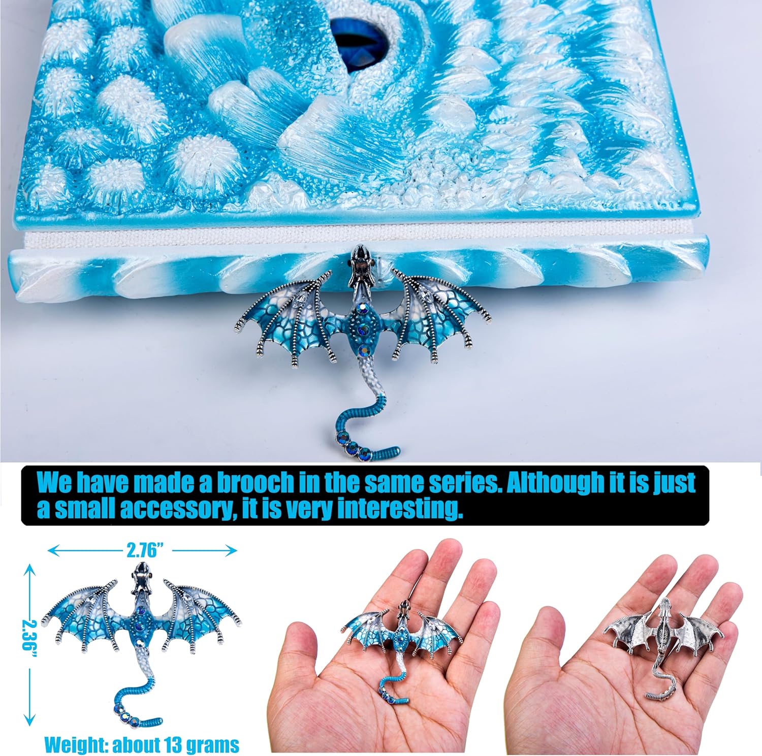 3D Dragon Eye Embossed Journal,Resin Engraving Notebook,Dnd notebook for Dragon Lovers ，Blank Paper,Hardcover Travel Notepad for Writing,Sketchbook,Collection,Gift,Decoration A4 and A5 Size (A5-Ice dragon-Lined)