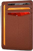 Vista 17 de Cartera de cuero Oak Leathers, cartera minimalista delgada para hombres y mujeres con bolsillo frontal, con bloqueo RFID y tarjetero, Fucsia, Pequeña