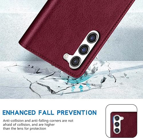 Miniatura 7 de ZZXX Funda tipo cartera para Samsung Galaxy S23 con bloqueo RFID, soporte de ranura para tarjetas, funda protectora de cuero magnético fuerte con