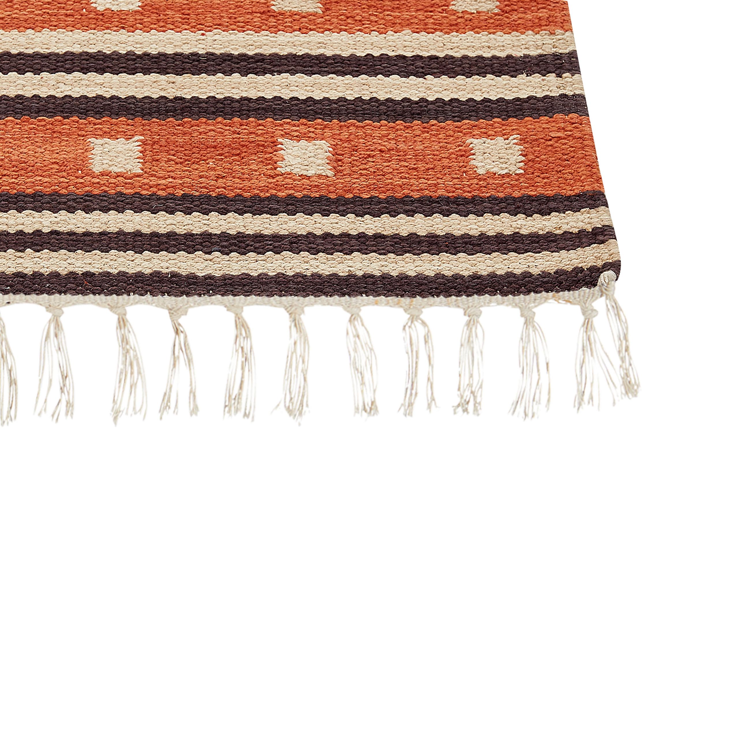 Tapis Kilim avec Motif Géométrique 80 x 150 cm en Coton Multicolore Gavar