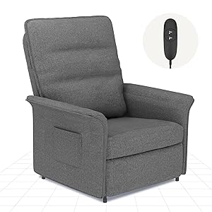 FLEXISPOT Sillón de Relax Eléctrico con Respaldo Ajustable, Reclinable de 105° a 155°, Sillon Reclinable, Sofá Relax Ergonómico Sillón para Dormitorio, Salón y Cine en casa (Gris Claro)