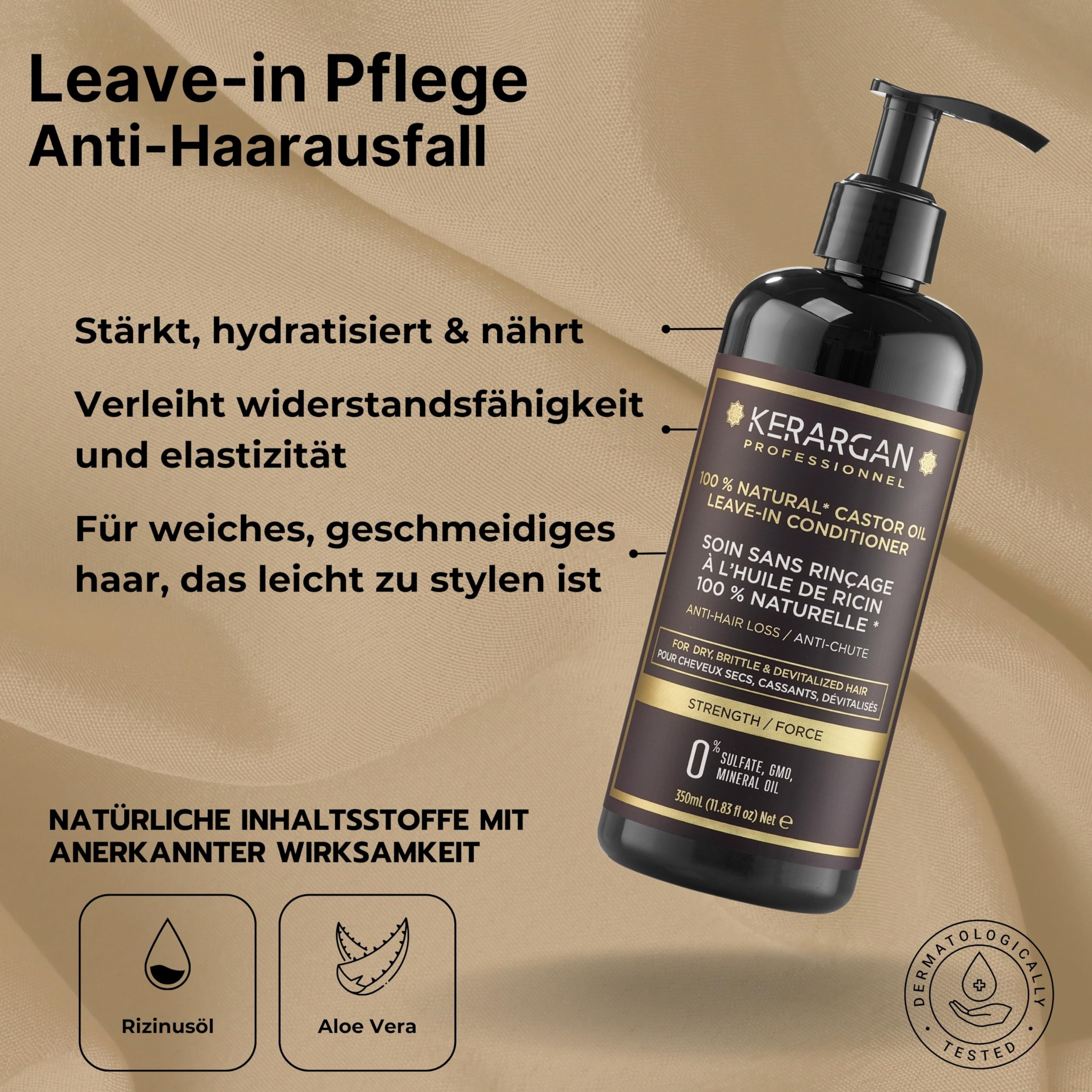 KERARGAN - Rizinusöl 6er Set Anti-Haarbruch - 3x500ml+100ml+350ml+250ml | Shampoo, Conditioner, Haarmaske, Haarserum, Leave-in Pflege und Kopfhautpeeling, komplette Anti-Haarbruch-Routine