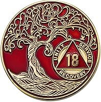 Vista 252 de Medallón AA de 5 años – Árbol de la Vida trenzado chapado en oro AA Chip de recuperación – morado