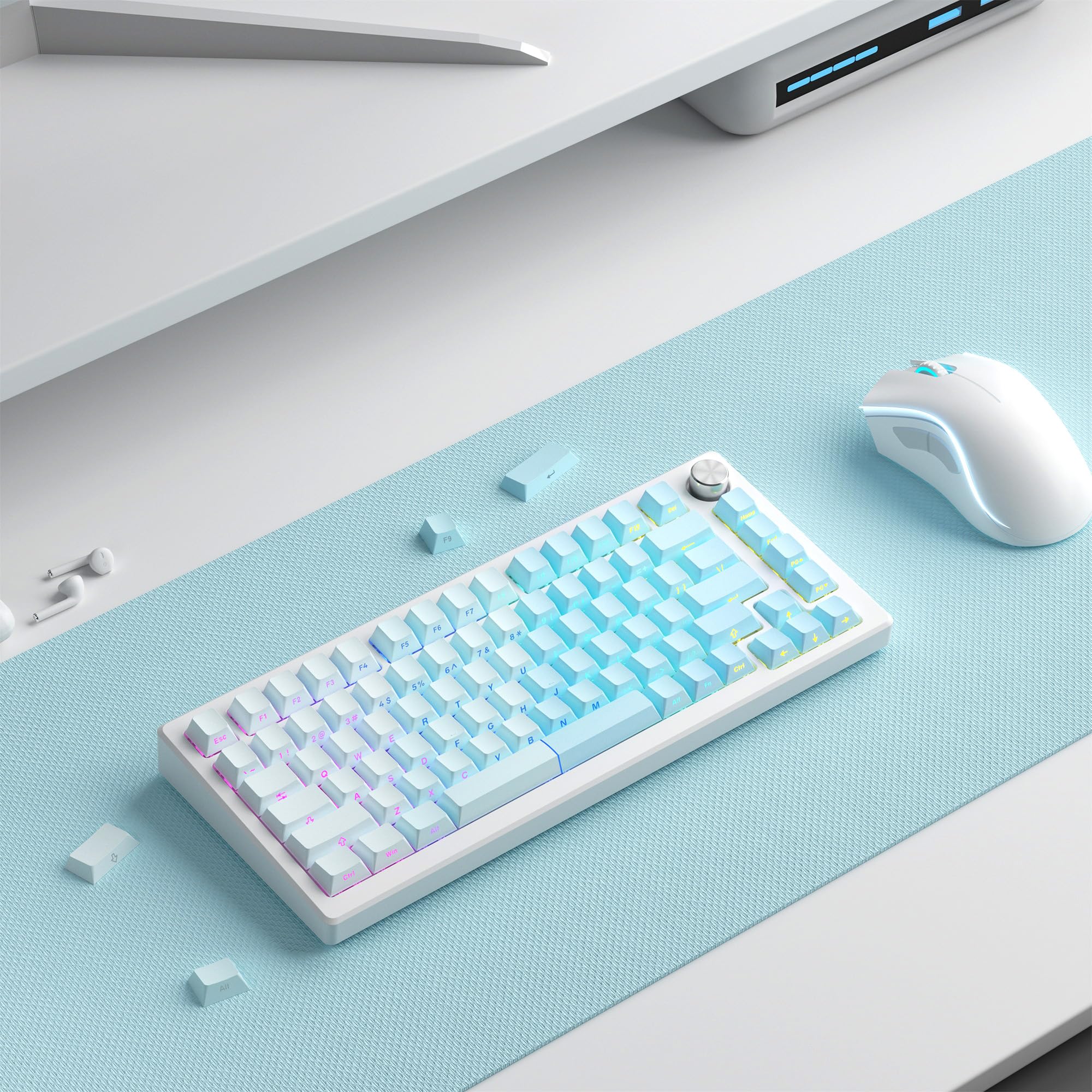 XVX Shine Through Gradient Keycaps Blue, Cherry Profile Side