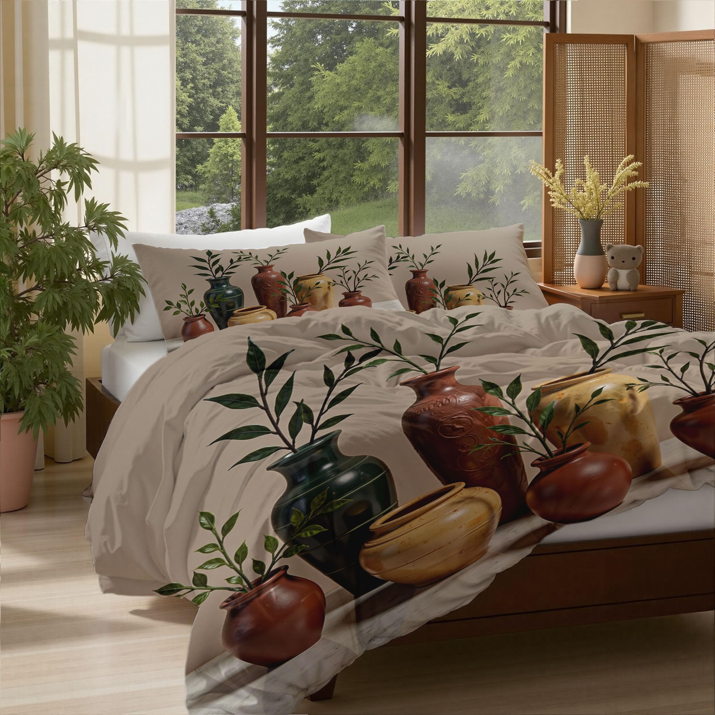 Housse de couette 220x240 terracotta de style bohême chic