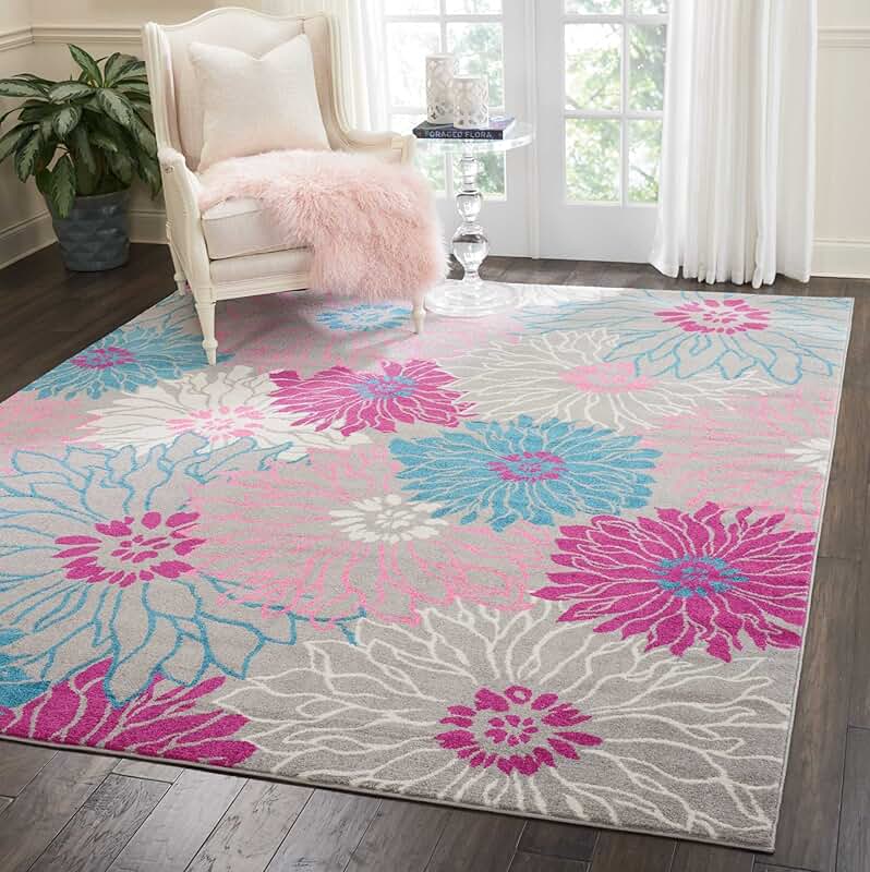 pink floral rug