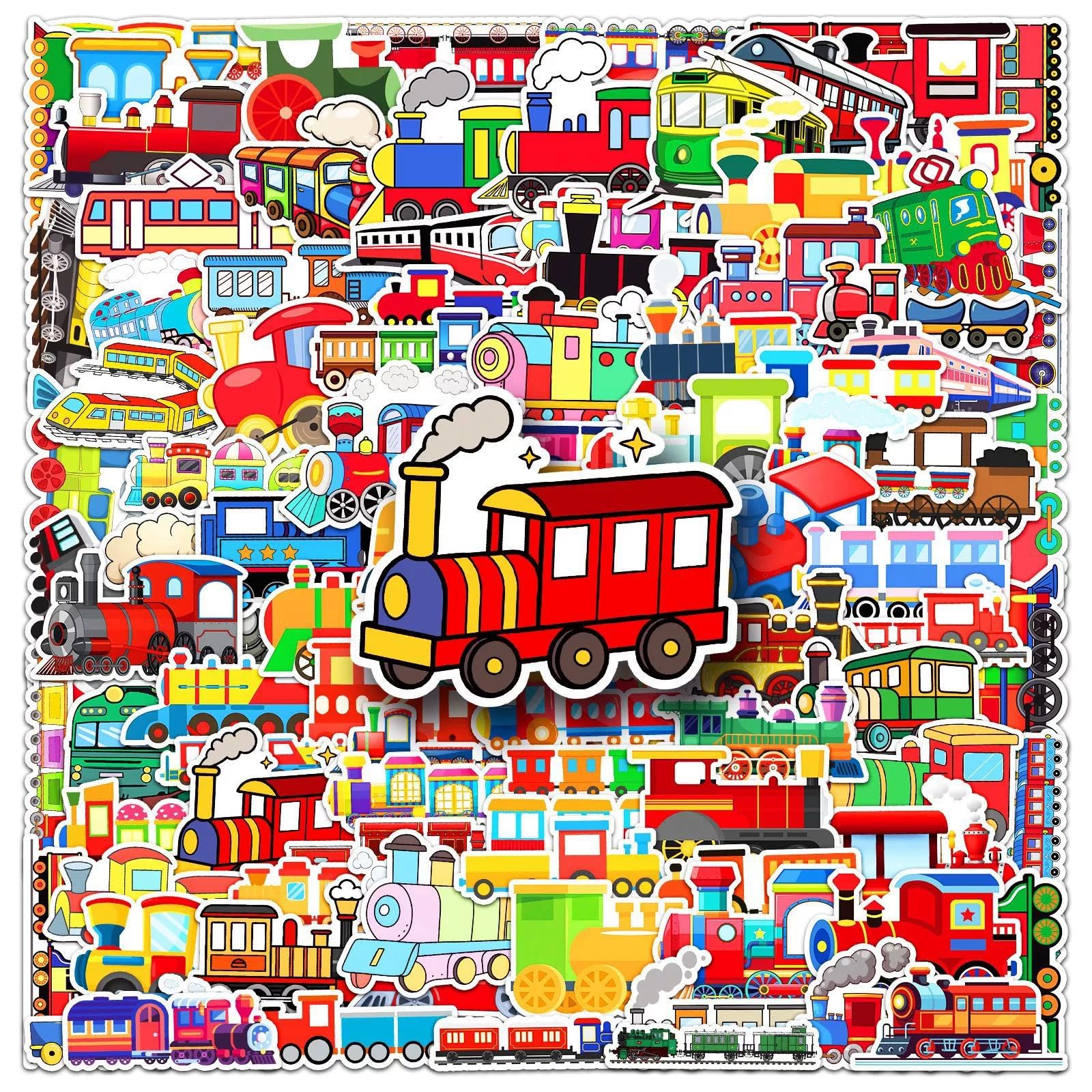 100 Pcs Train Stickers Laptop Car Scrapbook Phone Skateboard Suitcase Luggage Bike Cute Train Vinyl Waterproof Aesthetic Personalised Stickers for Teens Boys Girls Adults