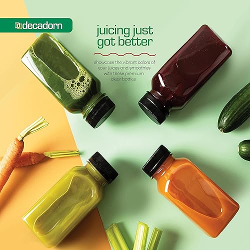 Miniatura 6 de Botellas de jugo de plástico de 8 onzas para jugo, paquete de 45 botellas de plástico con tapas, botellas de jugo fabricadas en Estados Unidos,