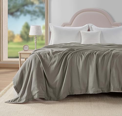 Miniatura 2 de LANE LINEN Manta tamaño King  Manta duradera, suave, refrescante, acogedora, ligera, 100% de origen sostenible, puro Tencel y franela de algodón de