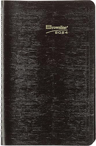 Miniatura 2 de Brownline Agenda semanal esencial 2024, libro de citas, 12 meses, enero a diciembre, cubierta suave, encuadernación de doble alambre, negro, 8 x 5