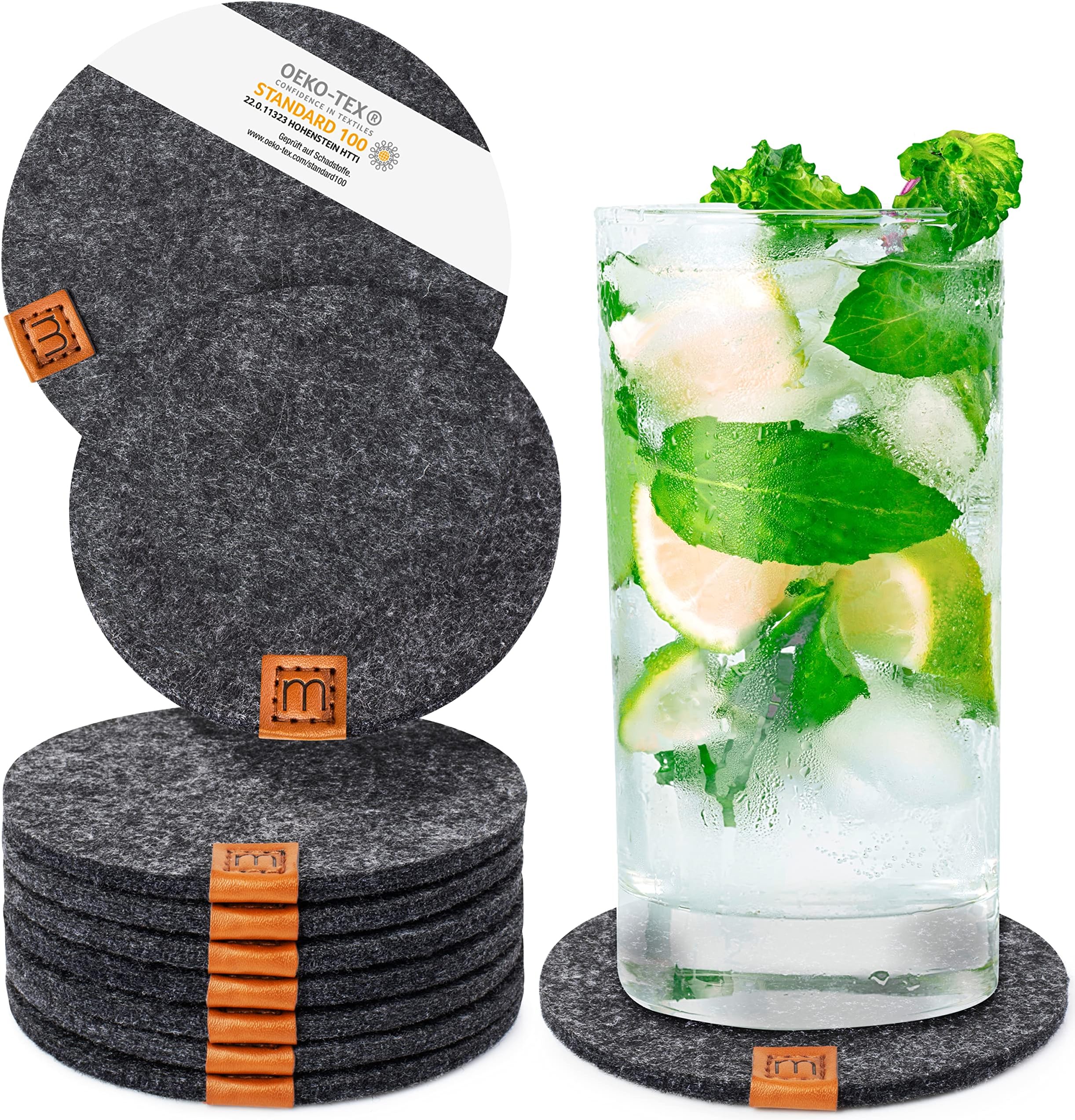 12 Pieces Coasters with Holder, WEWINK PLUS 4 Inch Slate Coasters Bulk