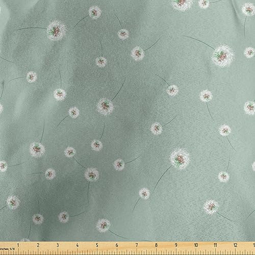 Ambesonne Dandelion Fabric by The Yard, Spring Flowers Botanical Floral Theme with Shabby Blossoms Pattern, Decorative Satin Fabric for Home