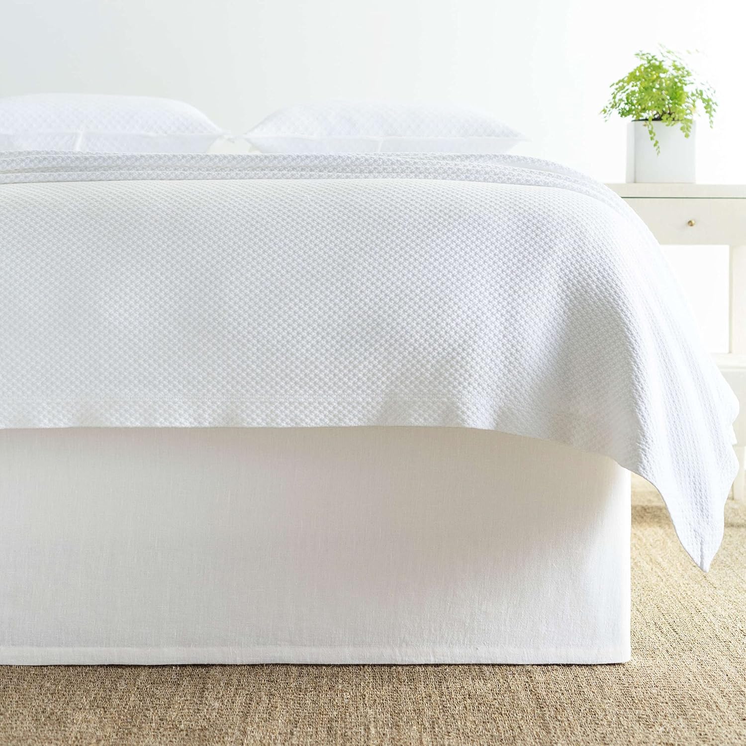 Pine Cone Hill Lush Linen Natural Bed Skirt, King Size, Neutral Solid Pattern