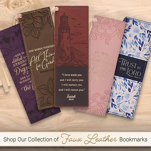 Miniatura 144 de Christian Art Gifts - Separador de piel sintética con cinta de satén y verso bíblico inspirador para mujeres y hombres, Marrón - Proverbios 31 Mujer