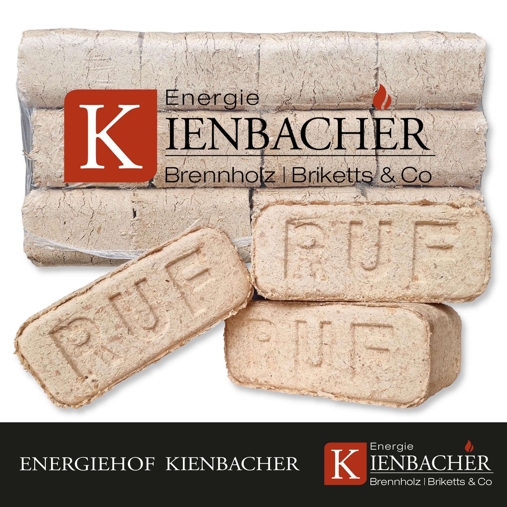 960 kg Palette RUF Hartholz Brikett Sonderangebot Briketts aus Buche und/oder Eiche Kamin Ofen Holz Gluthalter Brennholz Ofenbriketts Kaminbriketts Premium Öko Holzbriketts | Energie Kienbacher