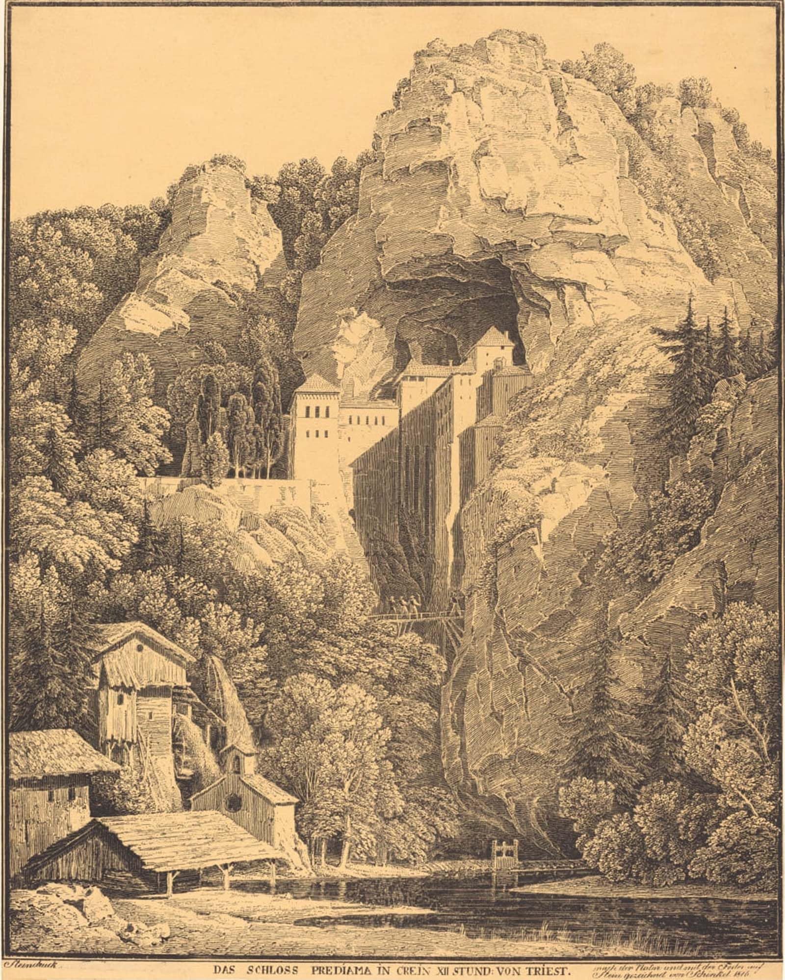 SERENDIPITP Vintage Picture Print on Canvas Wall Art Poster the Prediama Castle in Crein Xii Hour From Trieste by Karl Friedrich Schinkel Artwork Print Poster for Wall Decor 60x90cm
