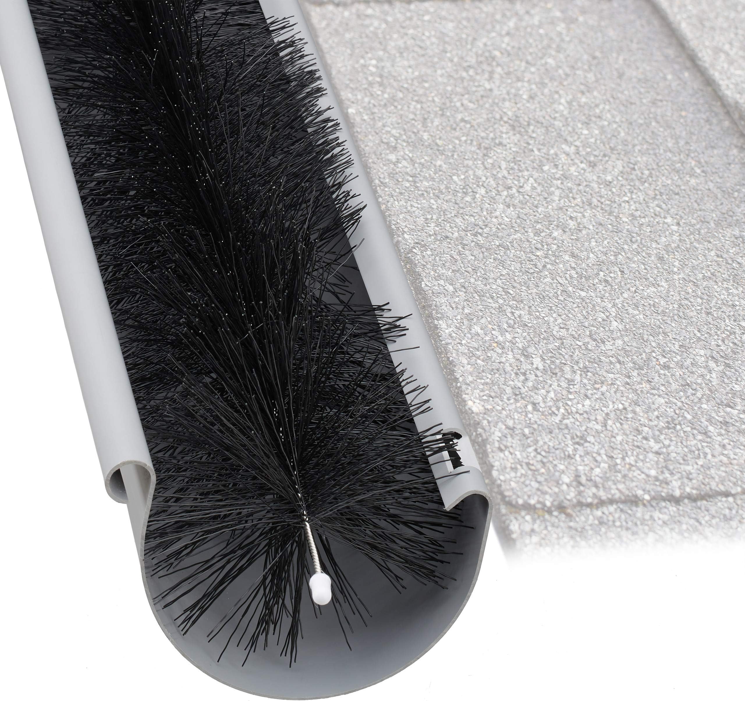 RelaxdaysGutter Brush 12 cm Ø, Gutter Leaf Guard, Guard Against s & Birds, Plastic, 4m Long, Black