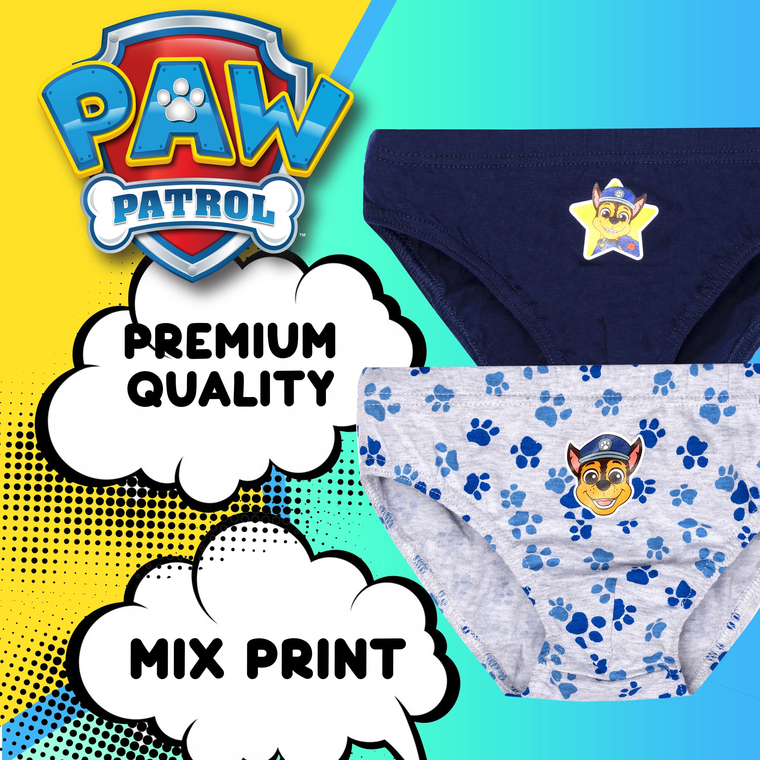 Paw Patrol - Confezione Multipla di Biancheria Intima - Pantaloni da 5 Pezzi - Pantaloni in Cotone 100% - varietà di Design dei Personaggi