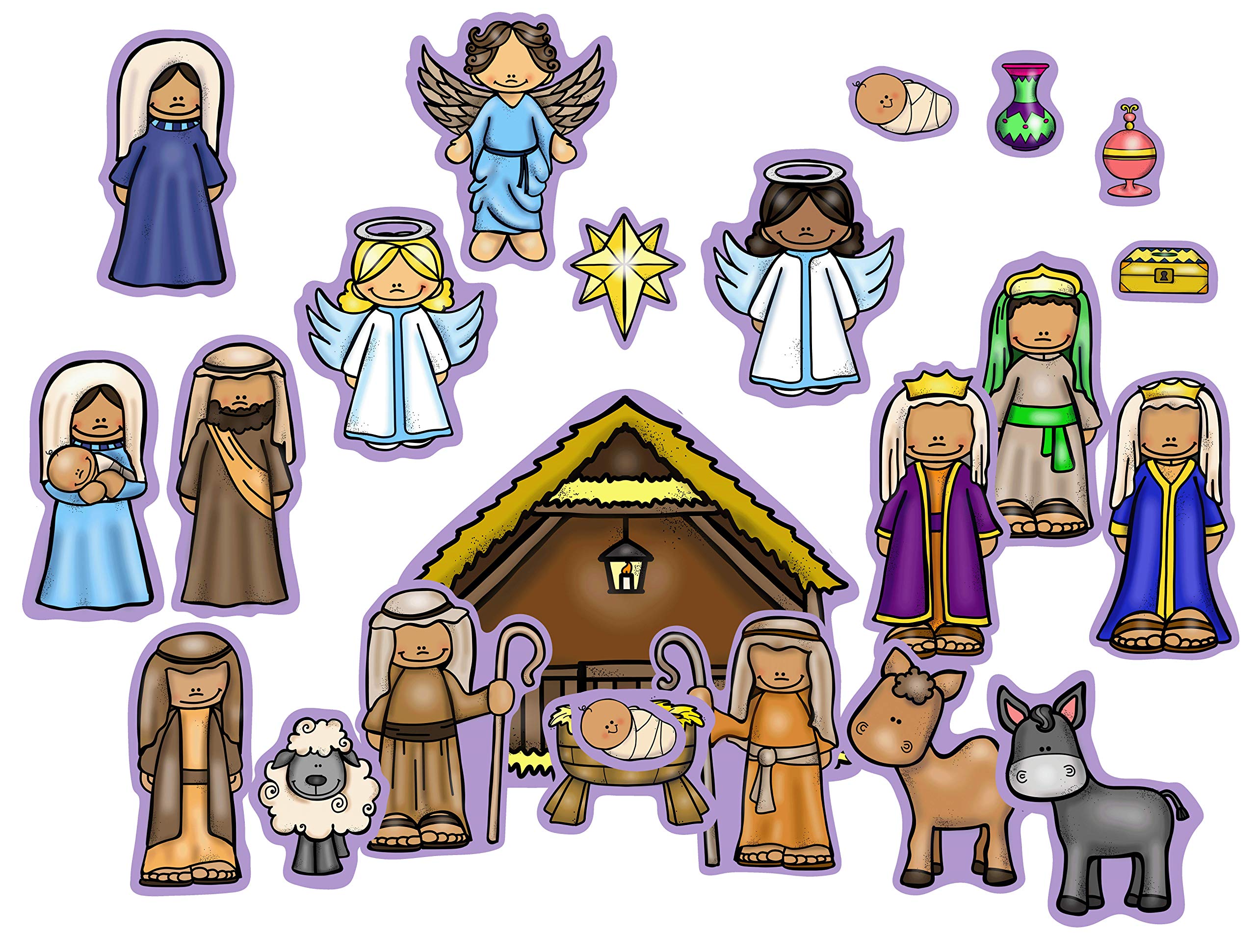 Story Time Felts Nativity Birth of Baby Jesus Felt Figures Flannel Board Stories 25 Pieces Christmas Scene (Medium)