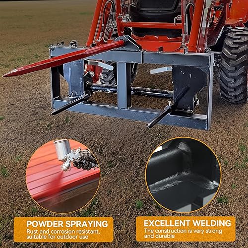 Miniatura 2 de YINTATECH Cargador de tractor de heno y minicargadora de tractor de 49 pulgadas, 2000 libras, fijación rápida para tractores Bobcat con 2 piezas de