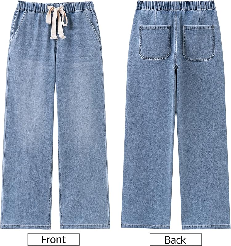 luvamia Wide Leg Jeans Woman High Waisted – Stretch denim fabric