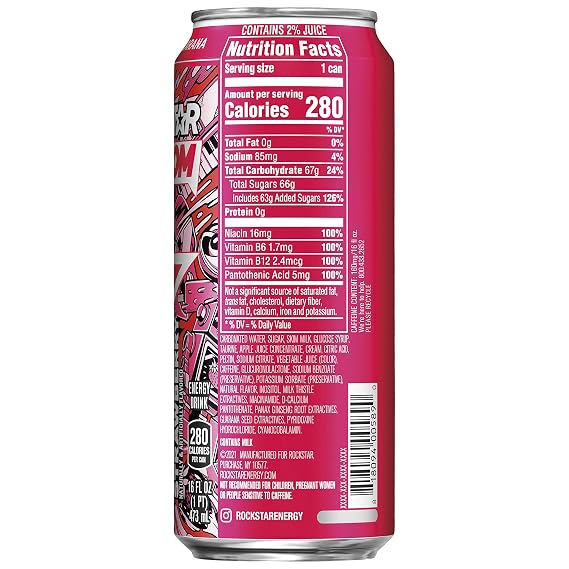Rockstar Boom Energy Drink, Whipped Strawberry, with Caffeine and Taurine, 16oz Cans (24 Pack) (Packaging May Vary)