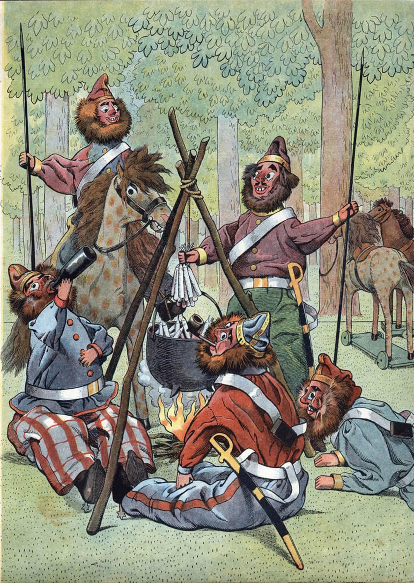 SERENDIPITP Vintage Wall Art Canvas Nordic Poster Canvas Print Picture After the Episode of Russia's Retreat During the Napoleonic War the Cossacks Up Their Bivouac for Home Decor 60x90cm