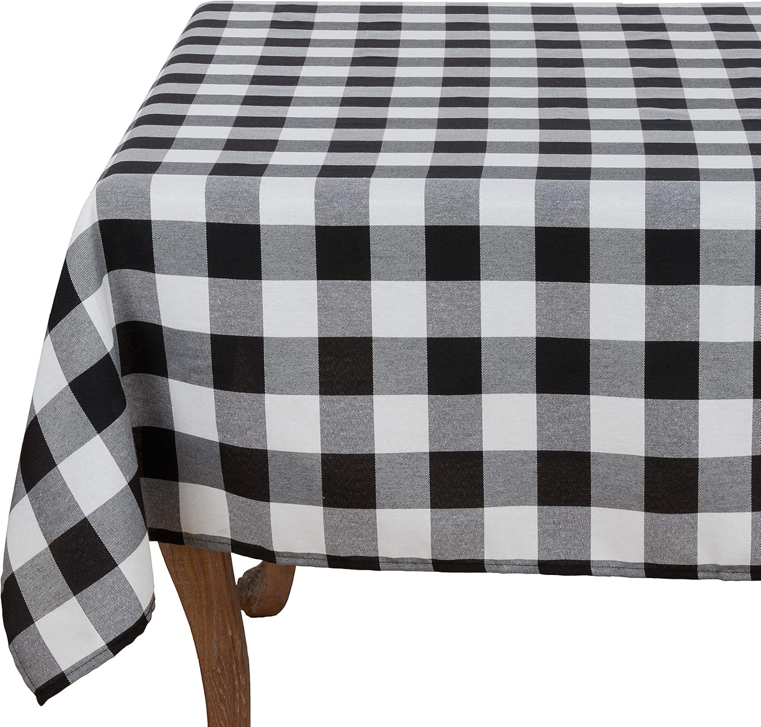 Fennco Styles Buffalo Plaid Collection Classic Checked Cotton Blend Tablecloth - Black 70 x 90 Inch Table Cover for Banquets, Christmas, Special Events and Home Décor