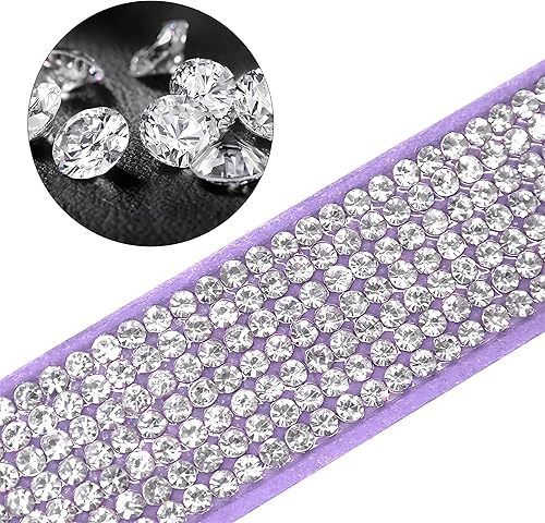 Miniatura 6 de Collar para perros pequeños con diamantes de imitación, collar con lazo para cachorros con lazo y purpurina ajustable para perros pequeños,