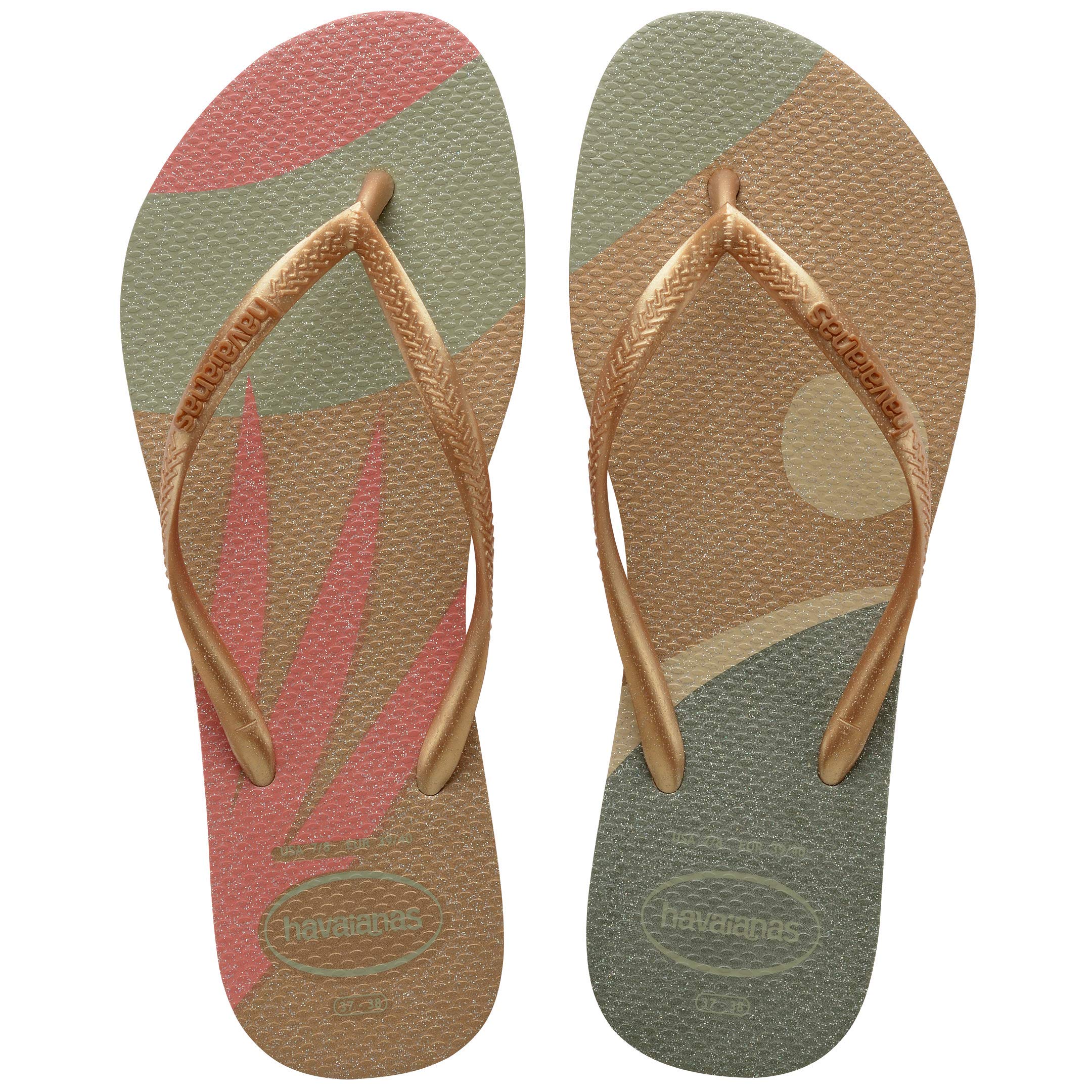 Havaianas Slim Palette Glow (Mini Me) Girls FlipFlop Sand Grey/Golden 9/9.5 UK Child