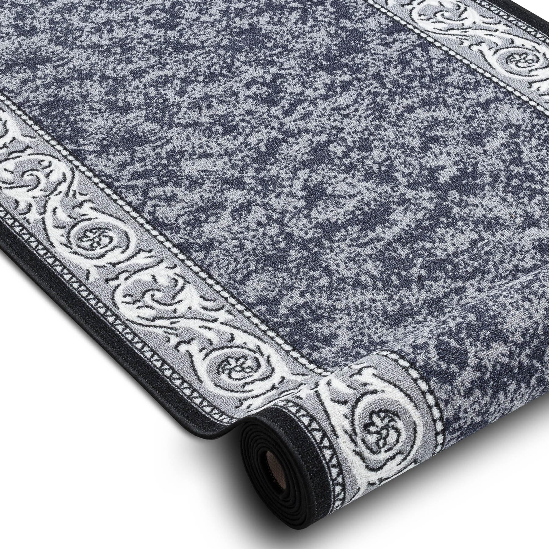rugsx Läufer Antirutsch Romantic Ornament, Teppichläufer, Flur, Schlafzimmer, Wohnzimmer, Meterware, rutschfest, grau 120x500 cm
