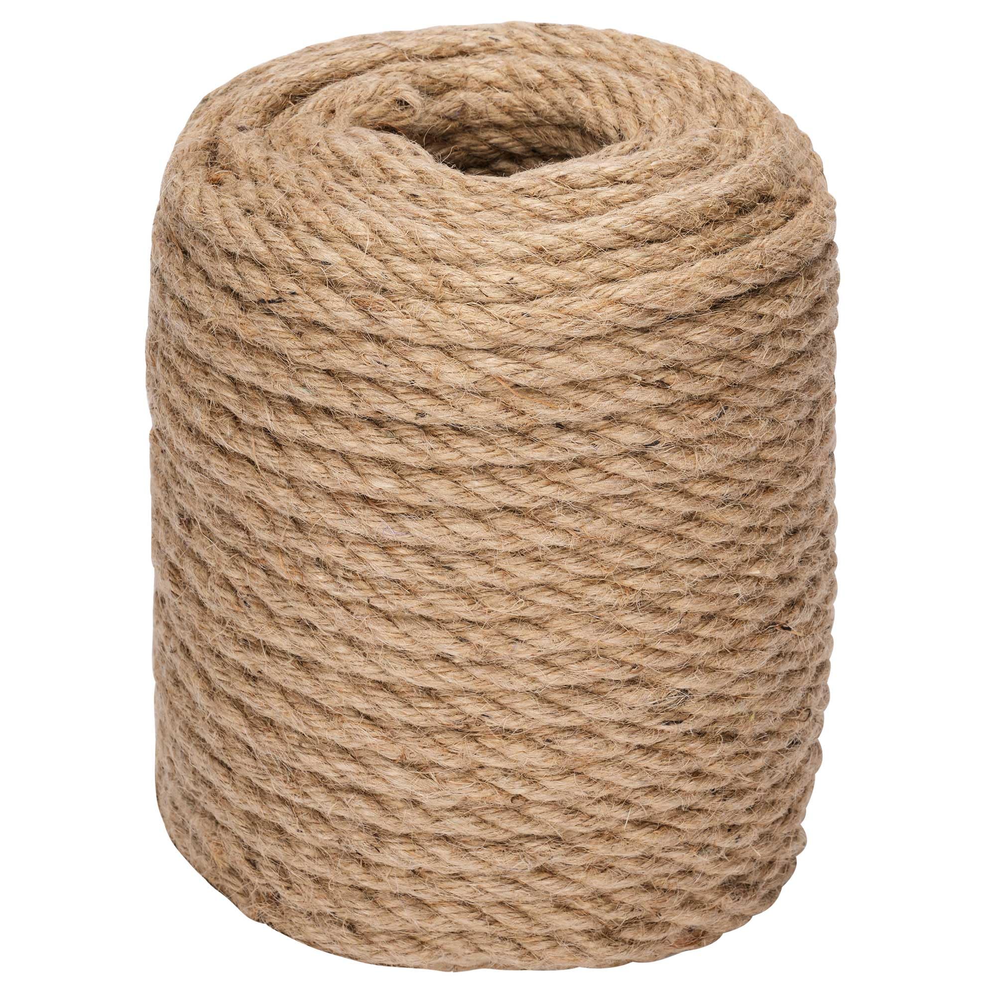 rloao 50m/164 Feet Jute Rope, 10mm Thick Jute String Twine Natural Hemp Rope, 4-Strand Twisted Jute Garden Rope for Cat Scratching Gardening Camping Camping Gift Wrapping Decoration