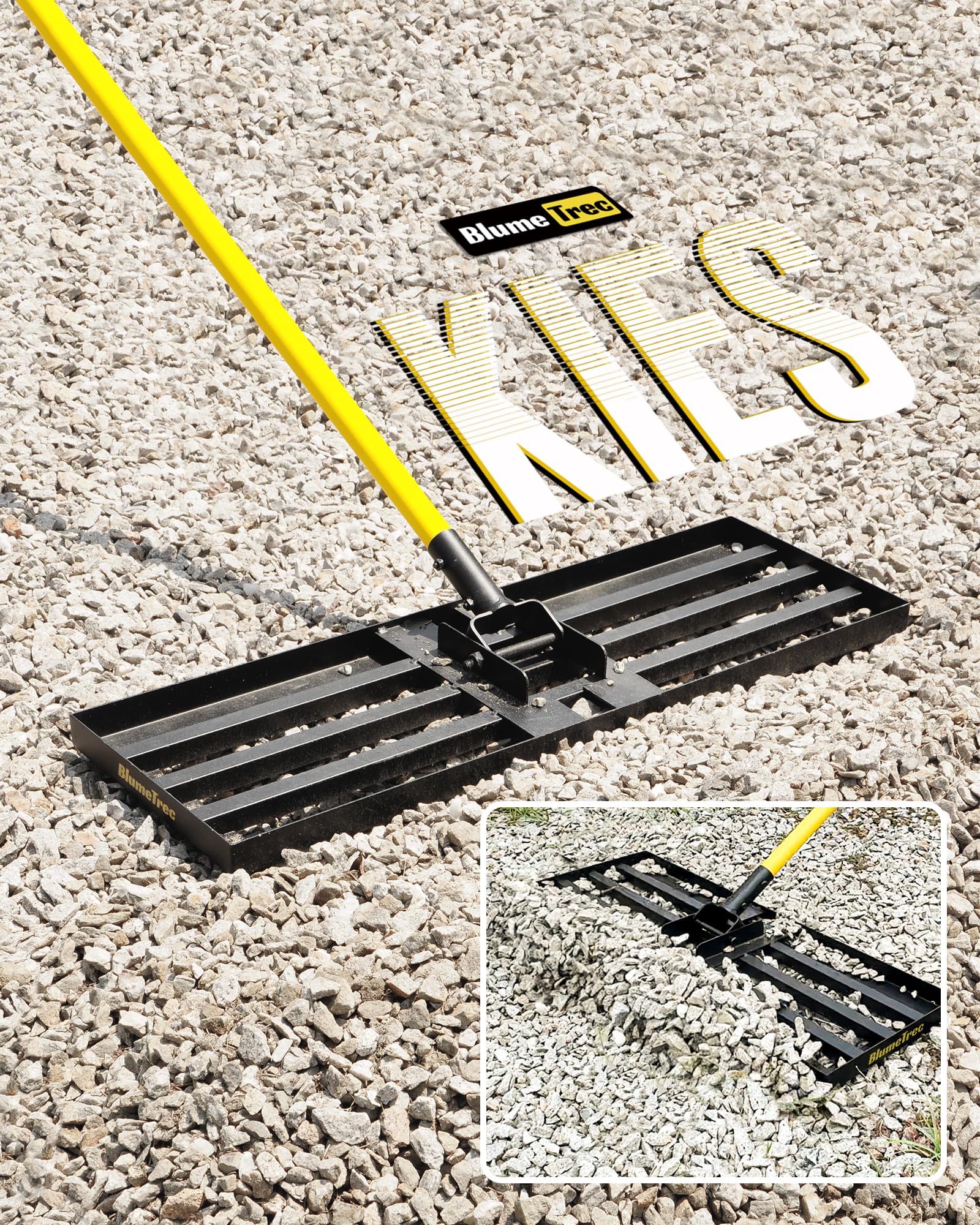 Rasen-Nivellierungsrechen 2,13m 76 x 25cm Stahlgriff Nivellierwerkzeug für Hof Garten Golfplatz