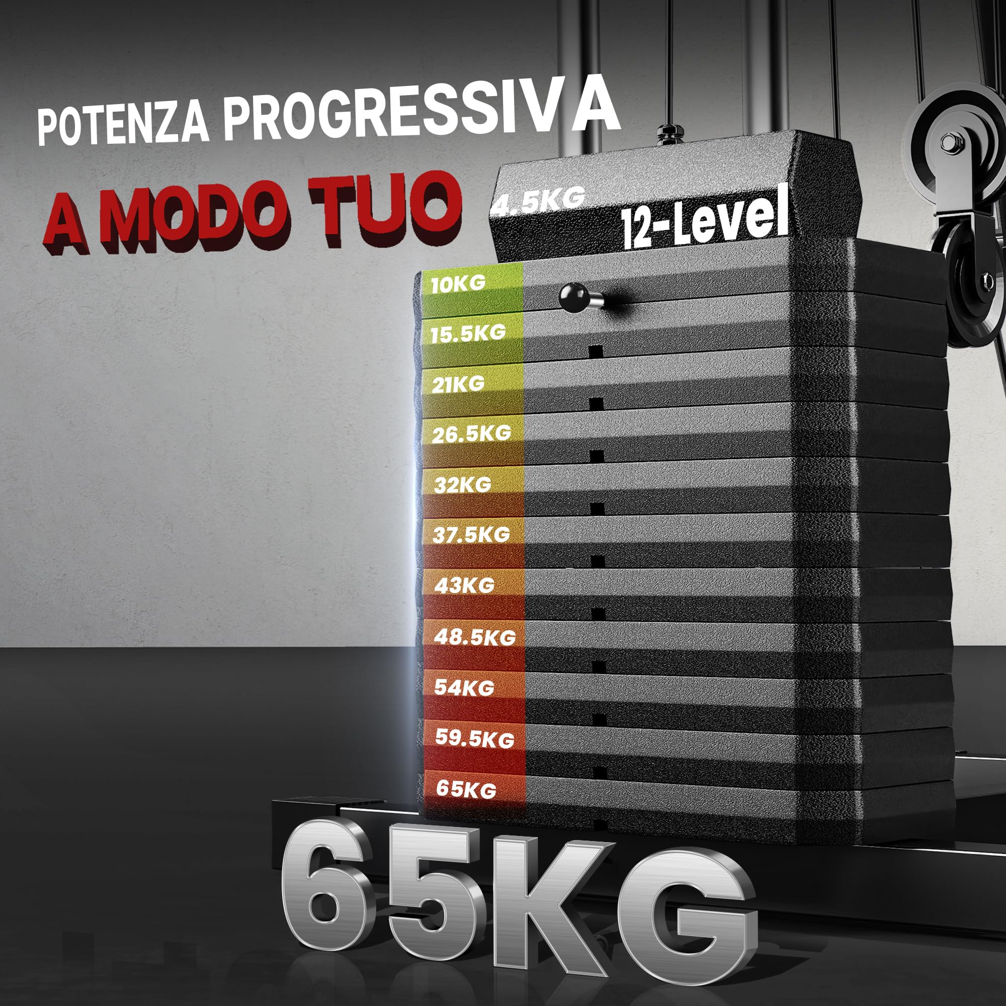 HOMCOM Power Tower con Seduta e Schienale Imbottiti Pesi da 65 kg, Stazione Fitness con Chest Press, Butterfly, Leg Curl, Dischi e Barra per Trazioni e Dip per Home Gym Casa, 135x103x210cm