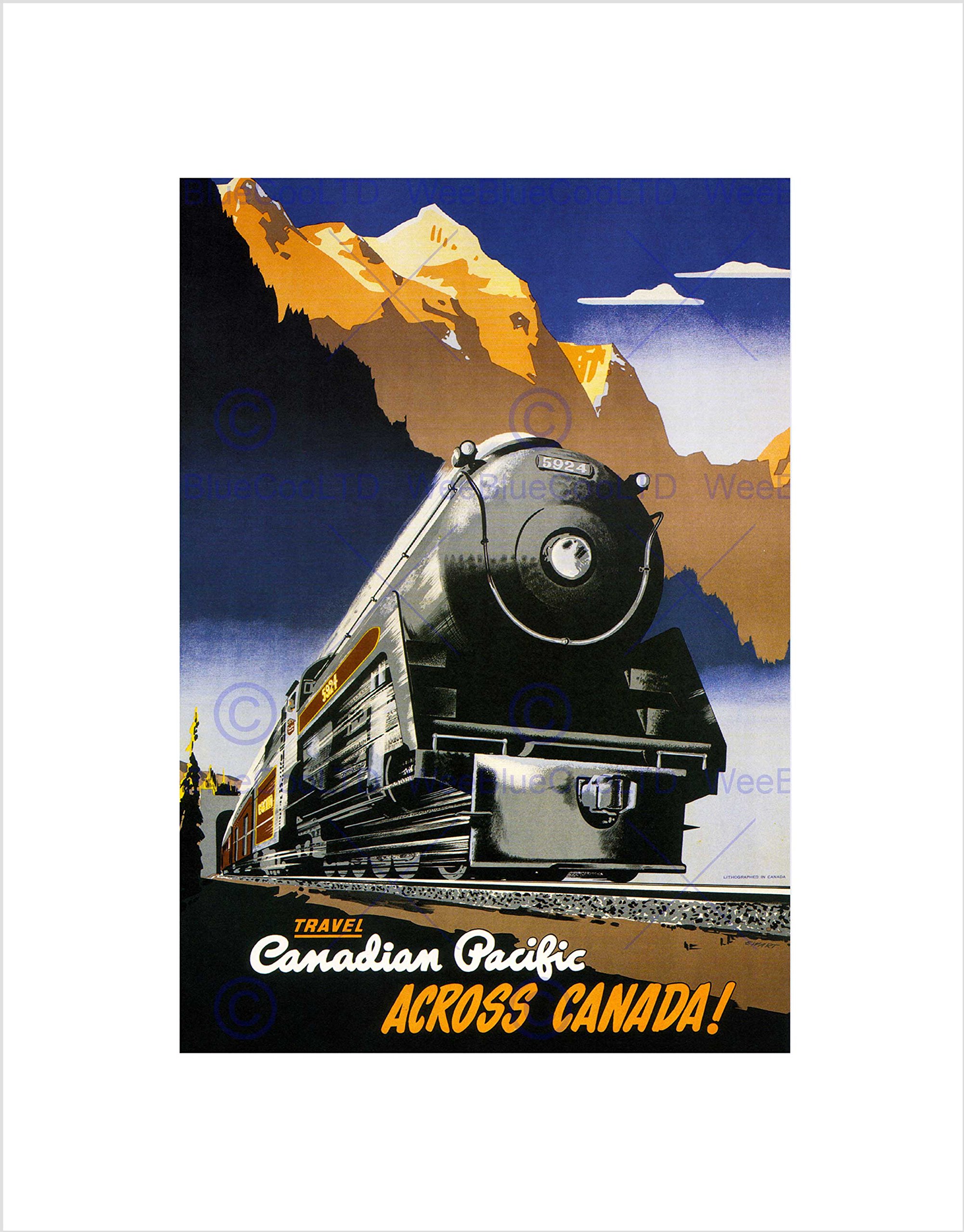 Wee Blue Coo TRAVEL CANADIAN PACIFIC ACROSS CANADA! CANADA 1947 FRAMED ART PRINT B12X4673