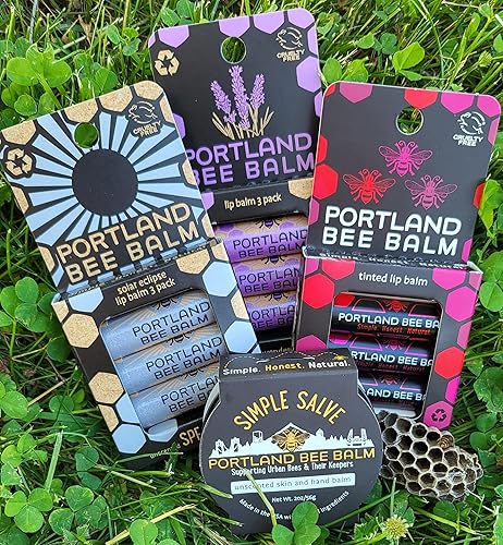 Miniatura 6 de Portland Bee Balm All Natural - Bálsamo labial hecho a mano con cera de abeja, lavanda, 3 unidades