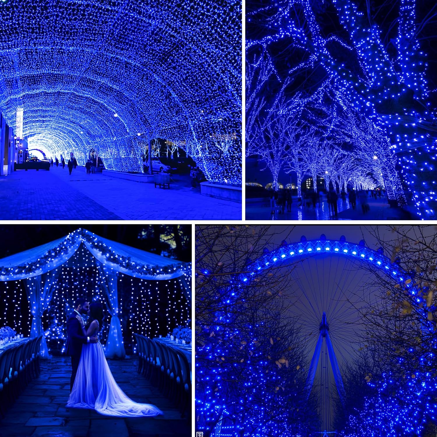 JXLEDAYY 403 FT 1000 LED Christmas Lights Outdoor Fairy Lights Plug in Extra Long String Lights Waterproof 8 Modes Timer for Outside House Tree Garden Yard Wedding Party Decorations-Blue