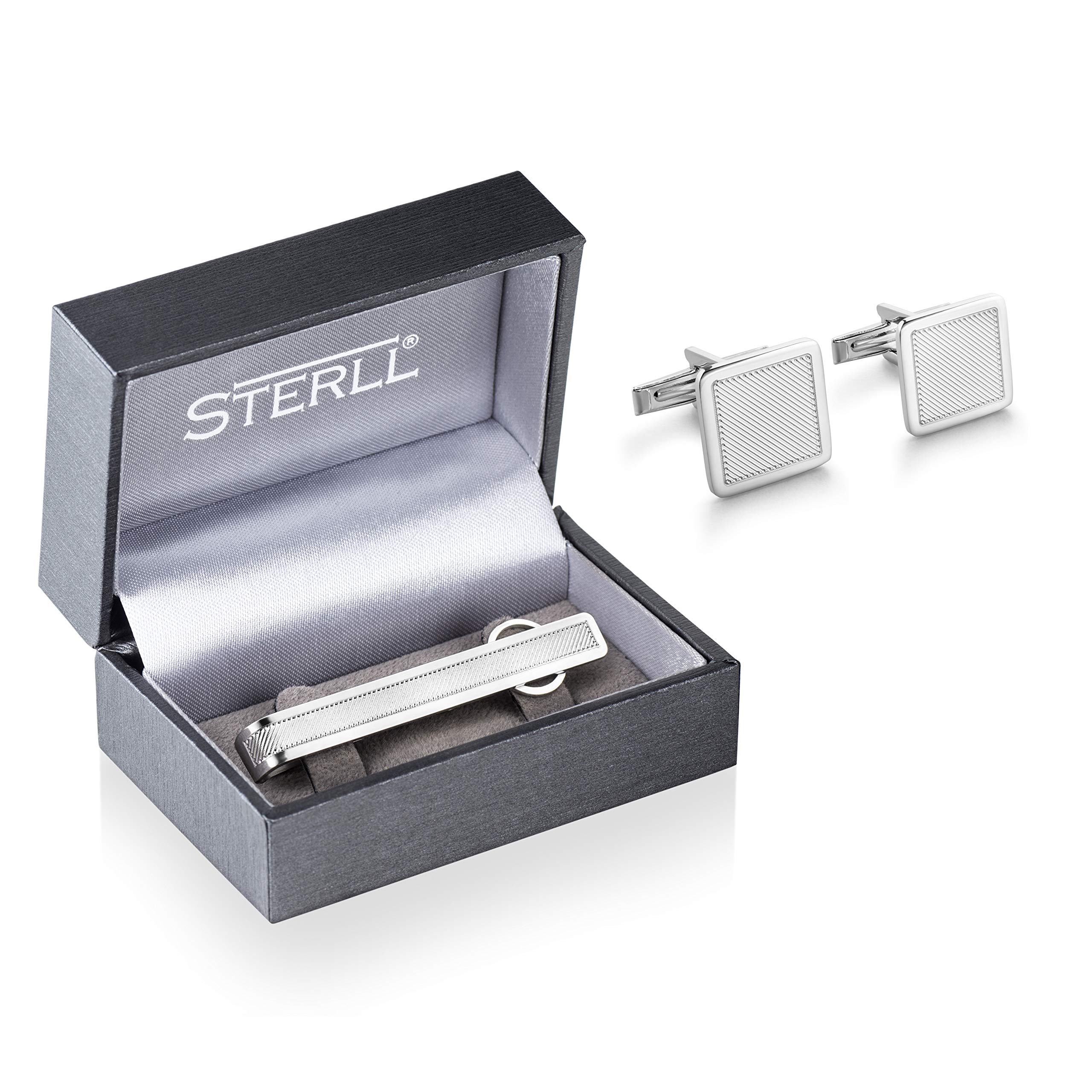 Stilvolles Herren Schmuckset Krawattenklammer Manschettenknöpfe Sterling Silber