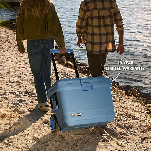 Miniatura 6 de Coleman Pro - Enfriador duro ultraligero de alta calidad con ruedas de 55 cuartos de galón, aislamiento extragrueso que mantiene el hielo hasta 5