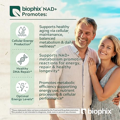 Miniatura 4 de biophix Suplemento liposomal NAD+ para mujeres y hombres, 1000 mg por porción, ribósido de nicotinamida, resveratrol micronizado y complejo de